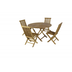 Conjunto formado por mesa redonda plegable Ø120 + 4 sillas plegables